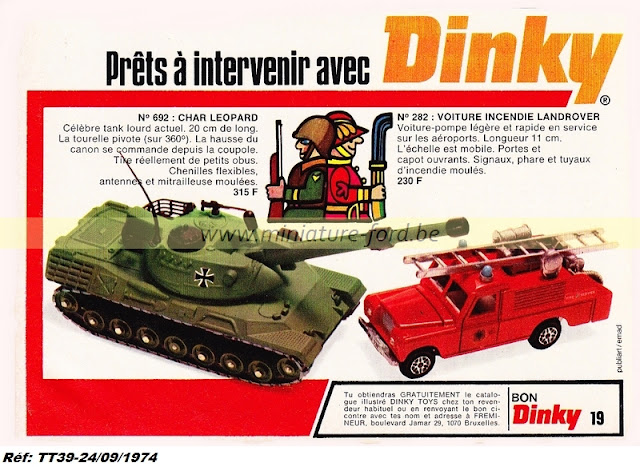 Publicités Dinky Toys de l'année 1974