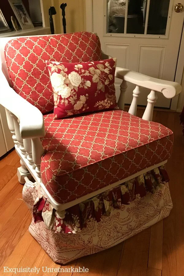 Wooden chair with cushions and mocked up