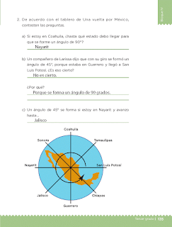 Respuestas Apoyo Primaria Desafíos matemáticos 3ro Grado Bloque IV Lección 63 México y sus ángulos