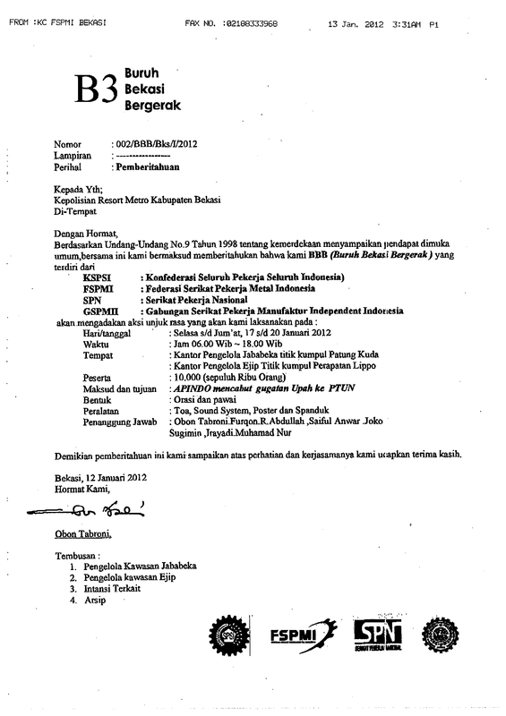 Contoh Surat Pemberitahuan Unjuk Rasa Contoh Surat Terbaru