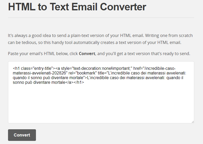 HTML to Text Online: come convertire codice HTML in testo normale