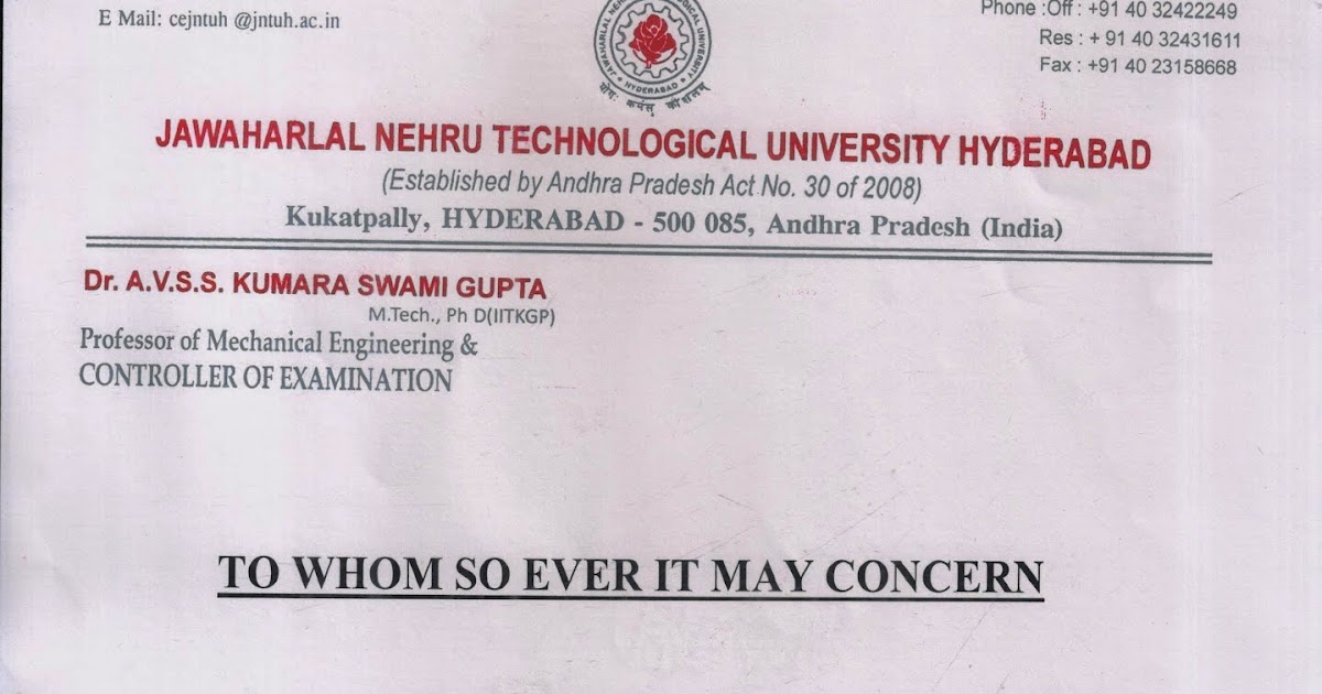 Jntu Hyderabad Duplicate Marks Memo Application Regional Passport Office Issues: JNTU MOI CERTIFICATE