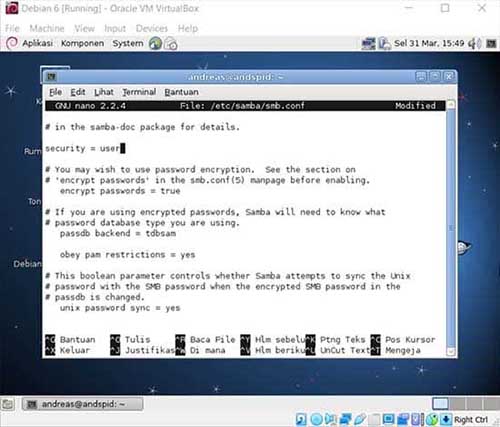 Tutorial Lengkap! Cara Konfigurasi SAMBA Untuk File Sharing Di Linux Debian 6 (Gambar 14)