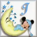 Alfabeto de Mickey Bebé durmiendo en la luna I.