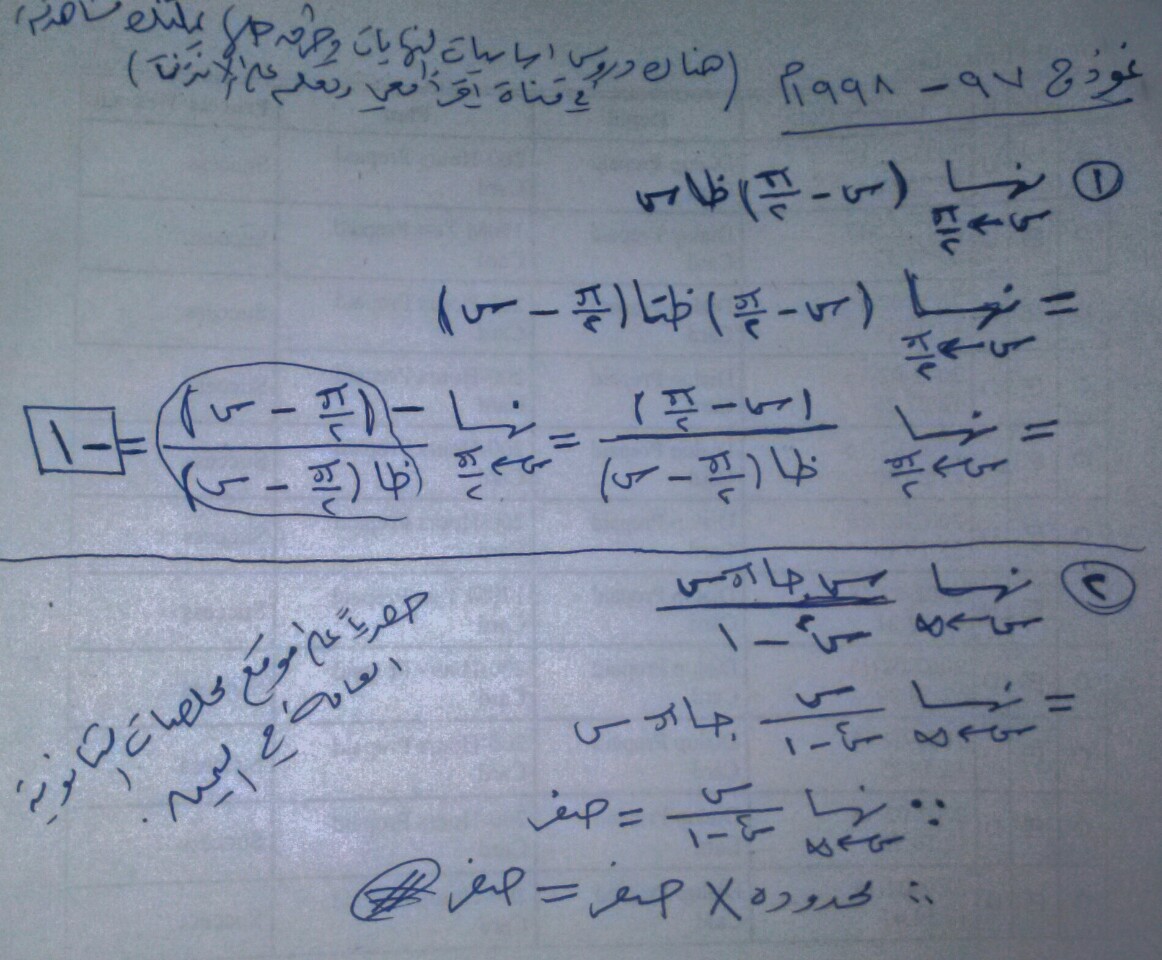 اسئلة نهايات وزارية رياضيات ثالث ثانوي اليمن ملخصات الثانويه العامه في اليمن