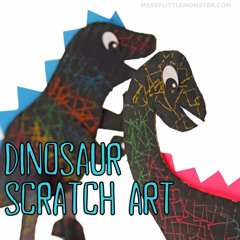 Dinosaur Scratch Art Kit - 10 Prehistoric Designs With Blunt Wooden Pencil