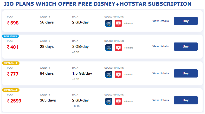 Get Free 1 Year Disney+ Hotstar VIP Membership Subscription With Jio
