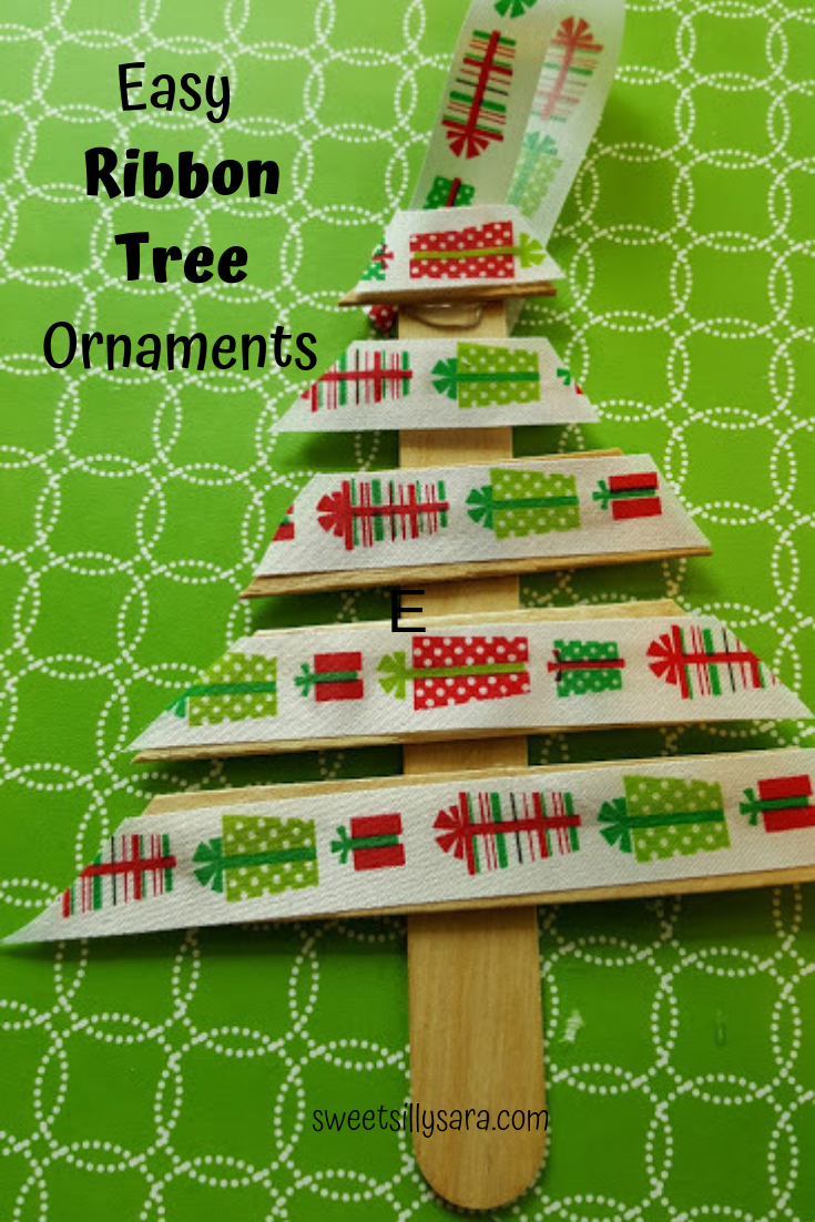 Sweet Silly Sara Easy Ribbon and Craft Stick Ornaments