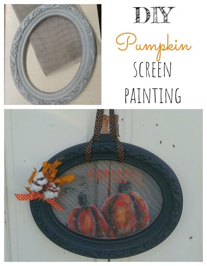 Pumpkin Screen Painting - 7 Days of Thrift Shop Flips