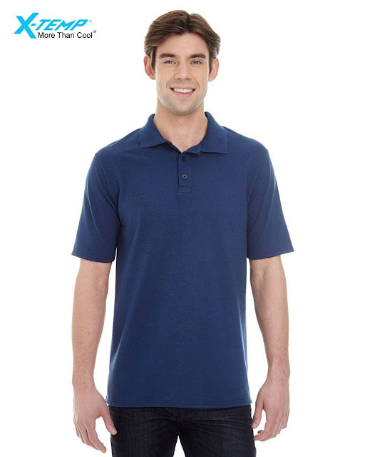 Hanes 055P Mens X-Temp Pique Short-Sleeve Polo- Navy – XL
