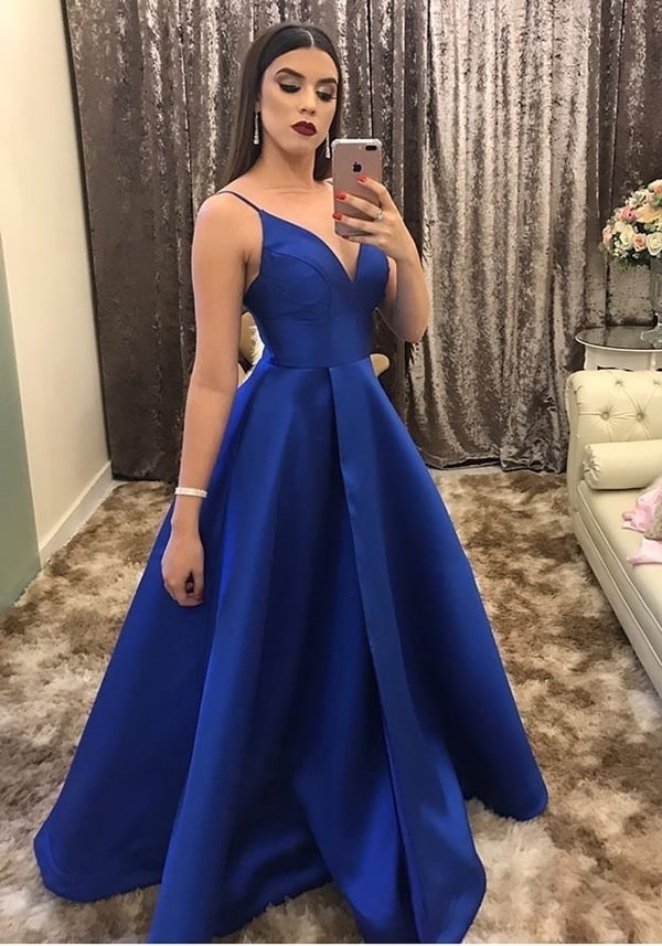 vestido longo azul royal estio princesa