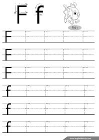 Letter f tracing worksheet, English alphabet
