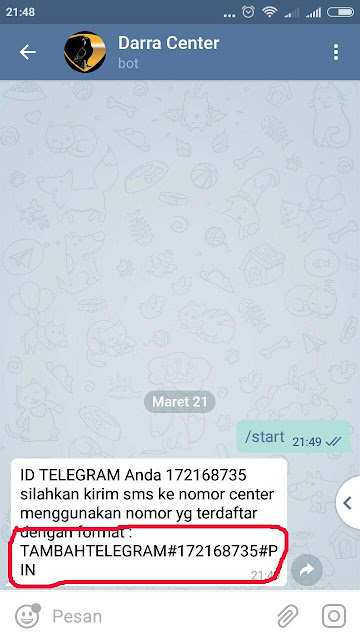 telegram untuk transaksi pulsa