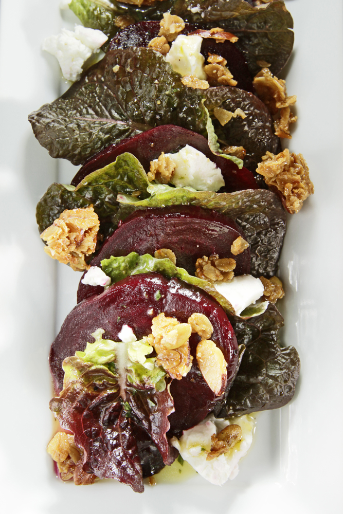The Chubby Vegetarian Roast Beet Salad + Sea Salt Granola + Honey