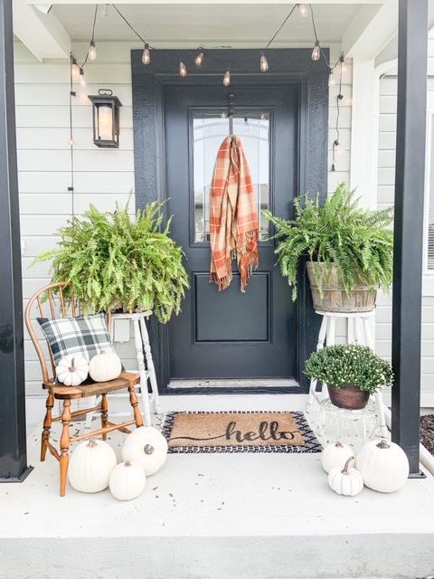 String lights on front porch