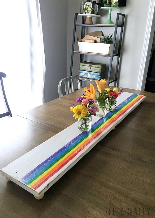 She's Crafty Rainbow Wooden Table Runner for Spring