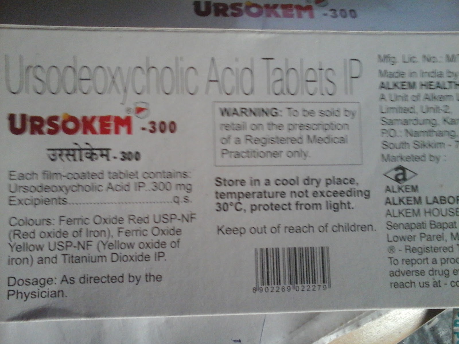 Sorbidiol 300 Tablets Uses In Hindi Ursokem 300 from Alkem Laboratories with image. | SEARCH MEDICINE HERE