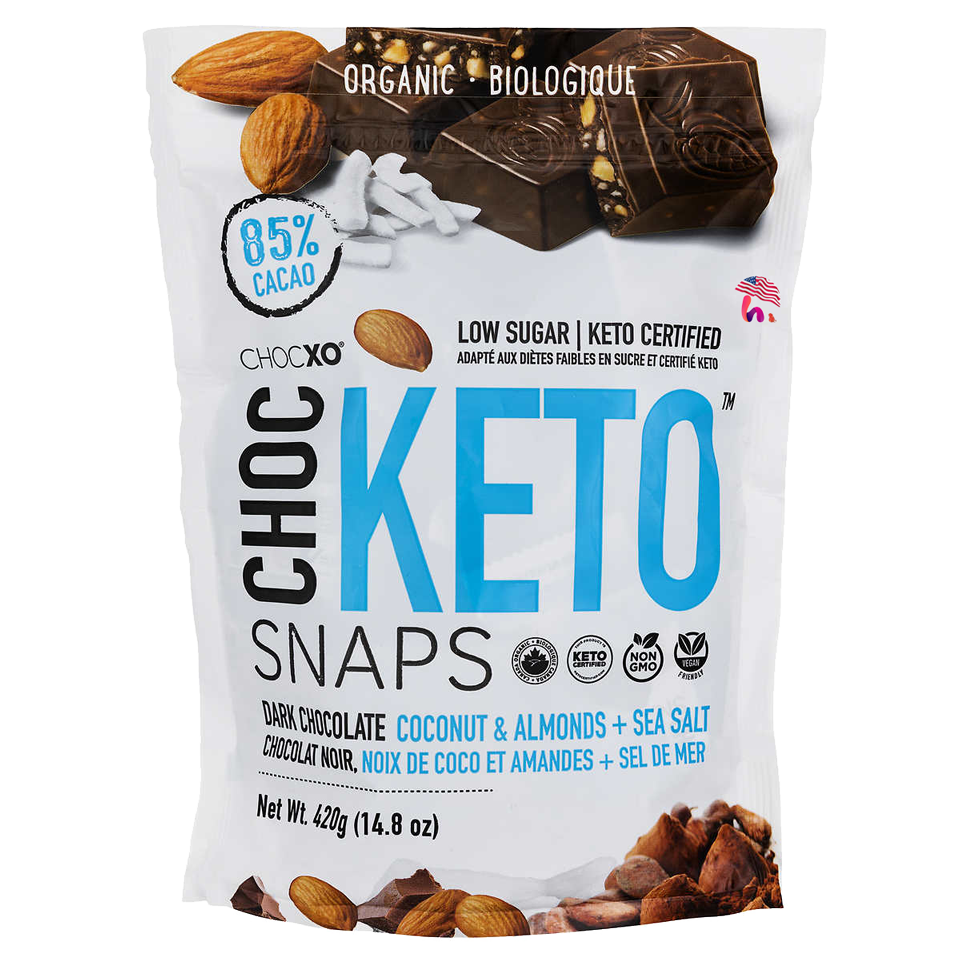 Socola Keto ChocXO Dark Chocolate Coconut and Almond Keto Snaps 