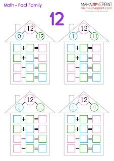 MamaLovePrint 自製工作紙 - Fact Family Math 加法 減法 工作紙 Fact Family Worksheets Printable Freebies Activities Daily Funny Math Kindergarten Math