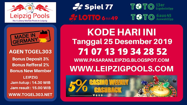 Togel Leipzig RABU 25 Desember 2019 Pasaran Togel Leipzig