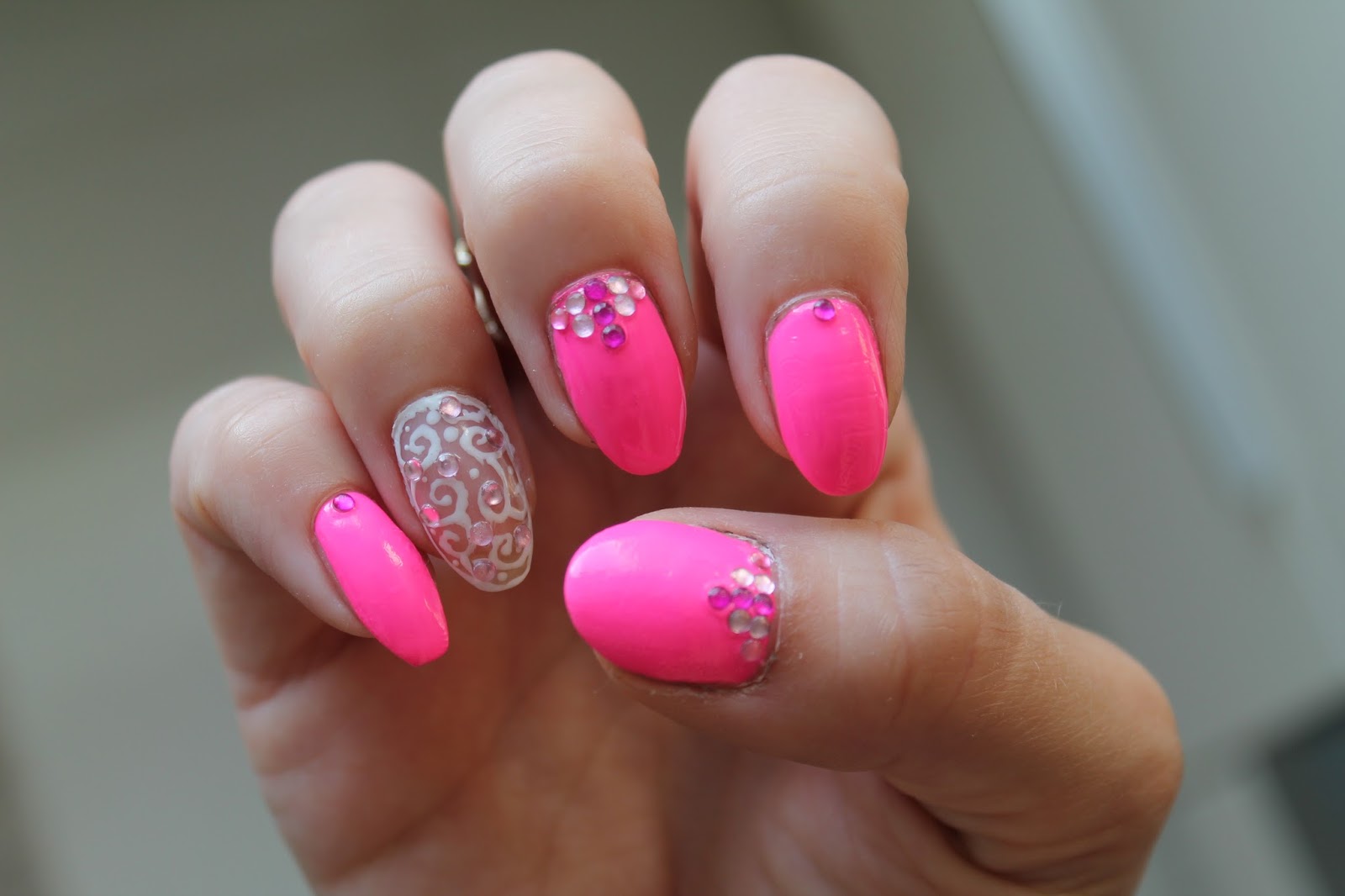 1. Pink and White Lace Nail Design - wide 11