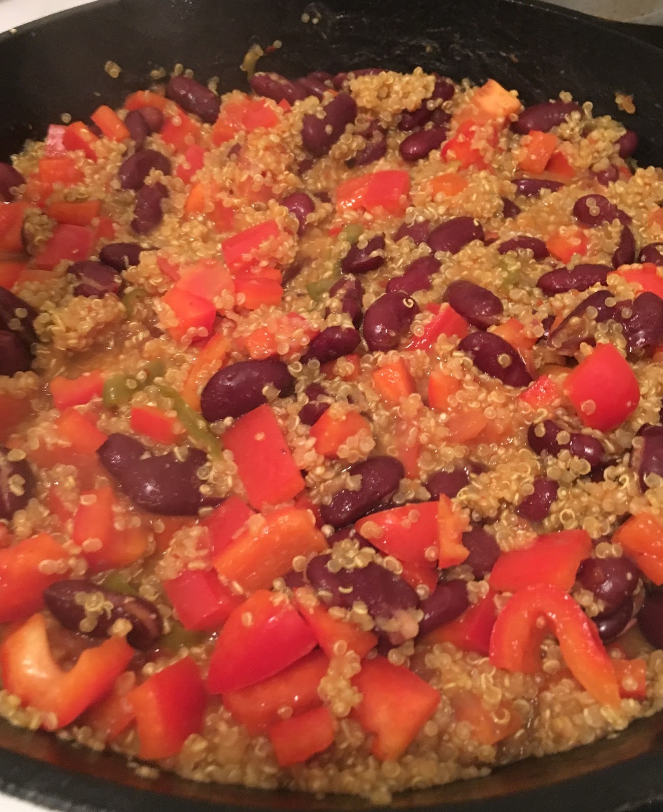 Quinoa Bake with Red Kidney Beans, Tomatoes, Jalapeños and Cheese!