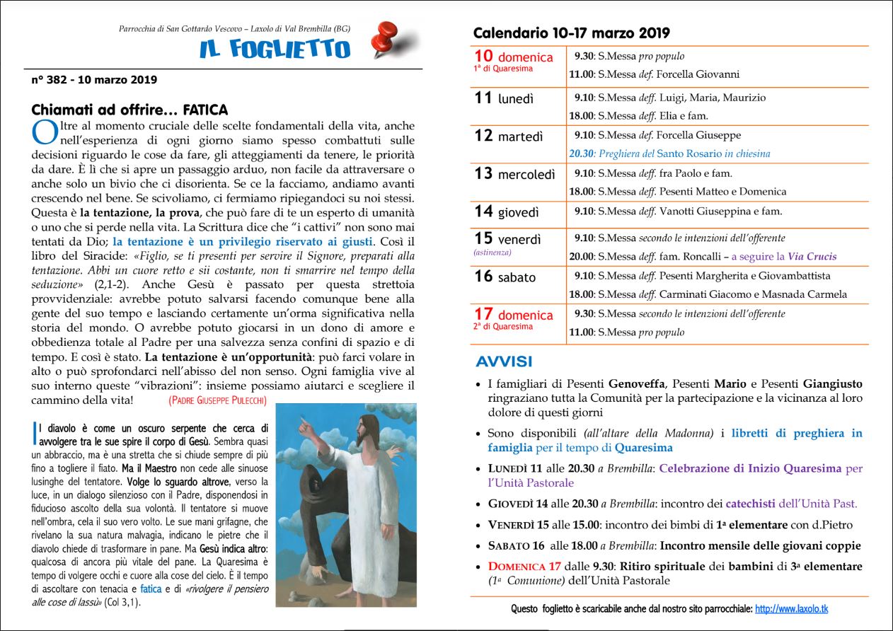 Archivio de “IL FOGLIETTO”