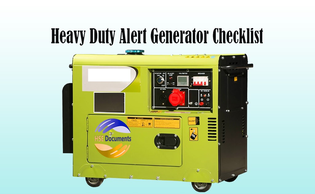 HeavyDuty Alert Generator Maintenance Checklist HSE Documents
