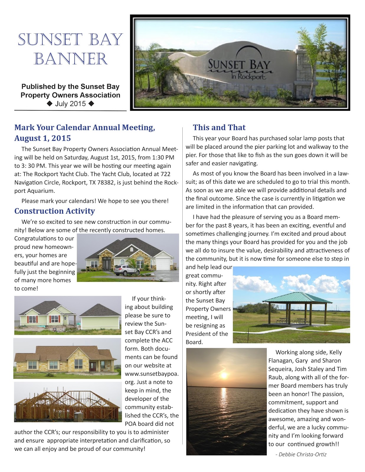 Sunset Bay Community 2015