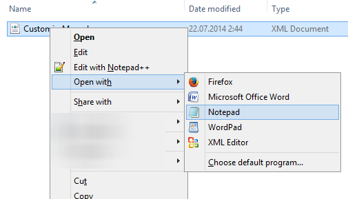 CustomizeMe Blogger Template open xml with notepad
