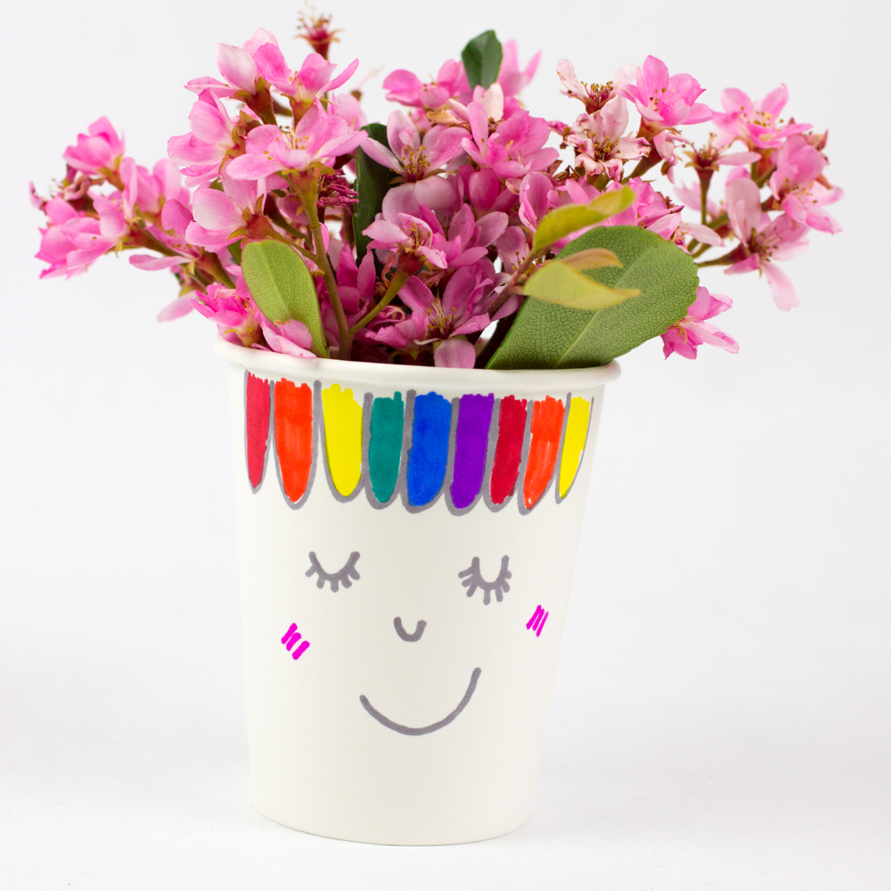 Paper Cup Flower Heads Pink Stripey Socks