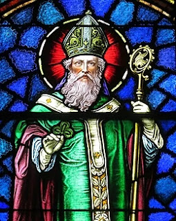 stained glass window of st patrick