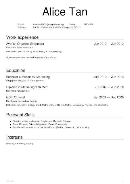 good resume template singapore