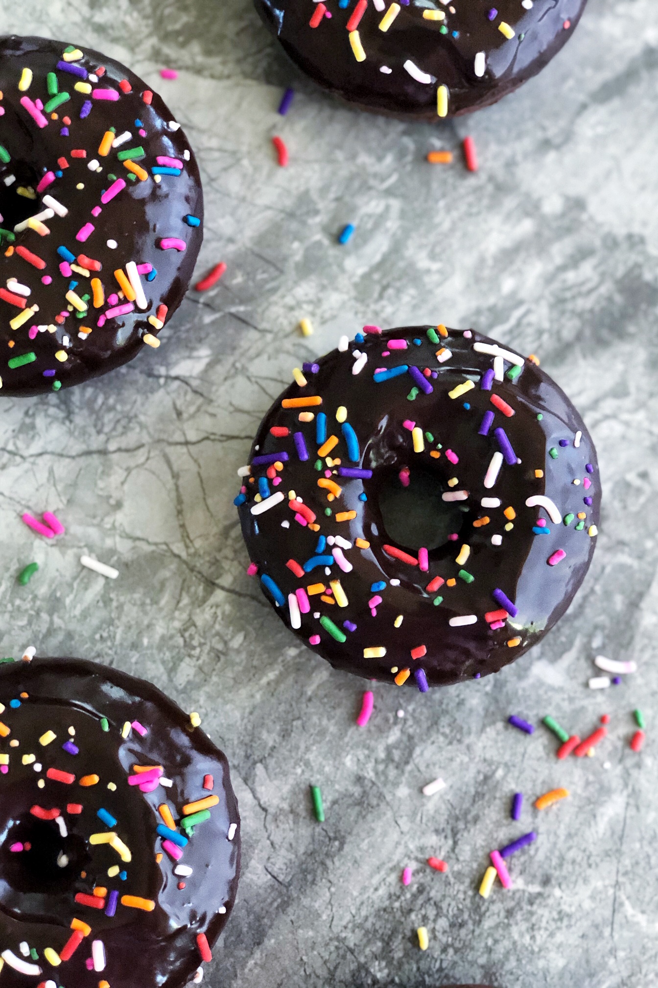 Chocolate Ganache Dipped Baked Chocolate Donuts