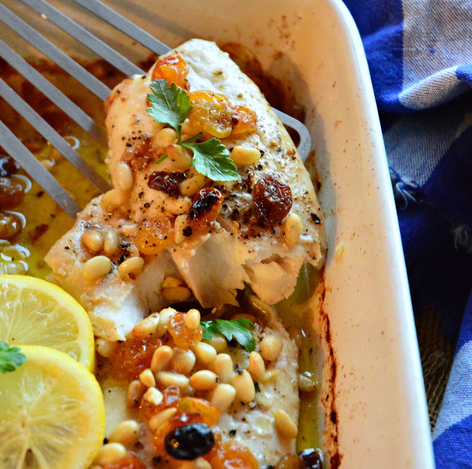 Olive Oil Baked Fish with Raisins and Pine Nuts This Is How I Cook