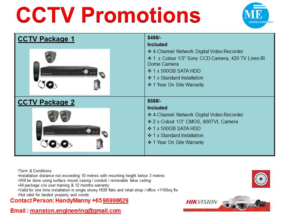 Singapore CCTV/ IP Camera Price: CCTV HikVision DVR Package