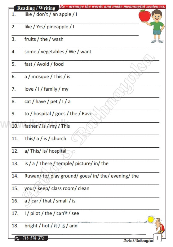 Rearrange The Words To Make Meaningful Sentences Worksheets