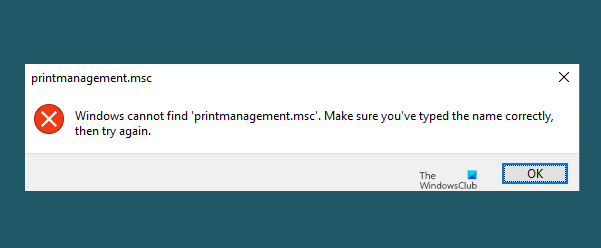 Windows non riesce a trovare printmanagement.msc