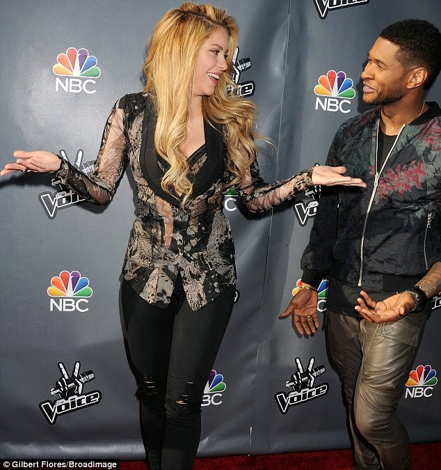 Shakira shows off black lace bra in a plunging top at The Voice Red