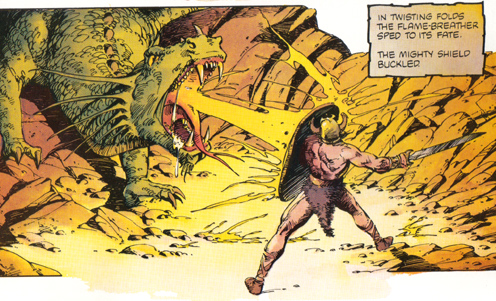 beowulf fight scenes three dragon story comics 1984 drawn scratch living paper