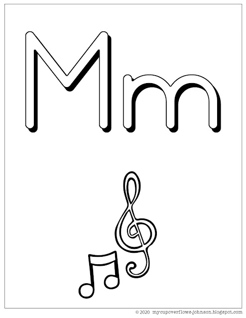 M is for music coloring page