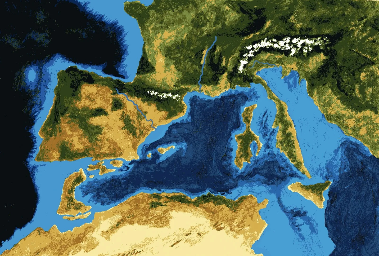 Messinian salinity crisis & Zanclean Flood image series (6.5 million years ago)