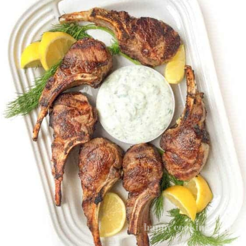 Greek Lamb Chops With Tzatziki Sauce