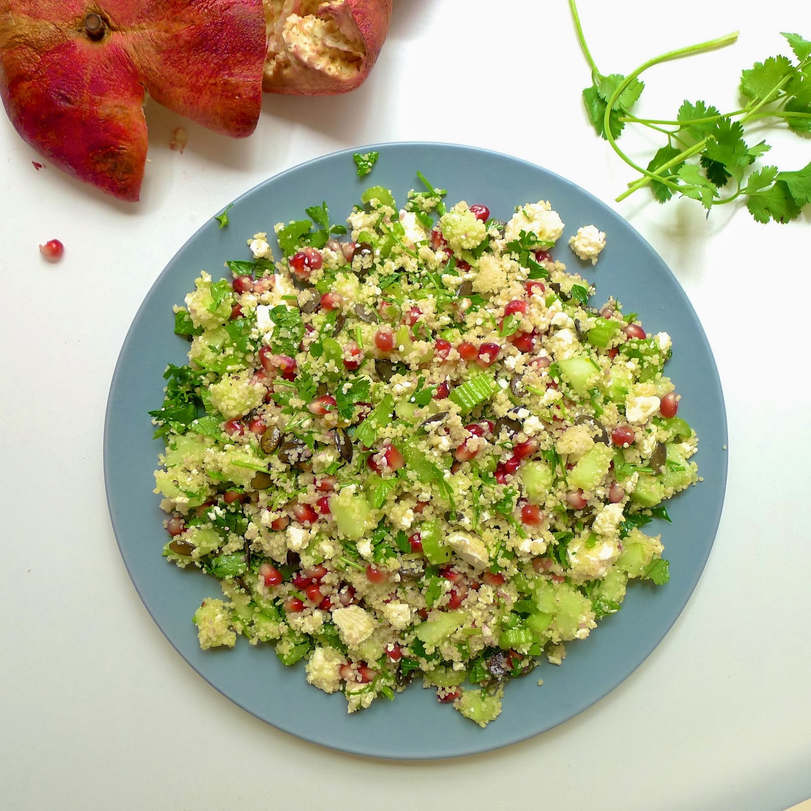 UndomestiKATEd: Pomegranate, feta and herb couscous salad