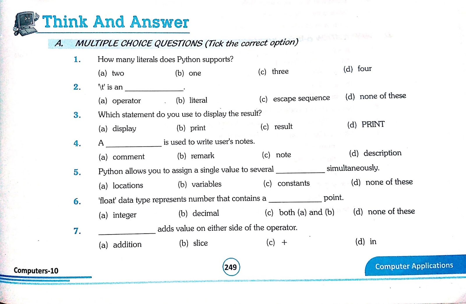 Q & A Chapter 1 | Python | Class 10 CBSE | Computer Application
