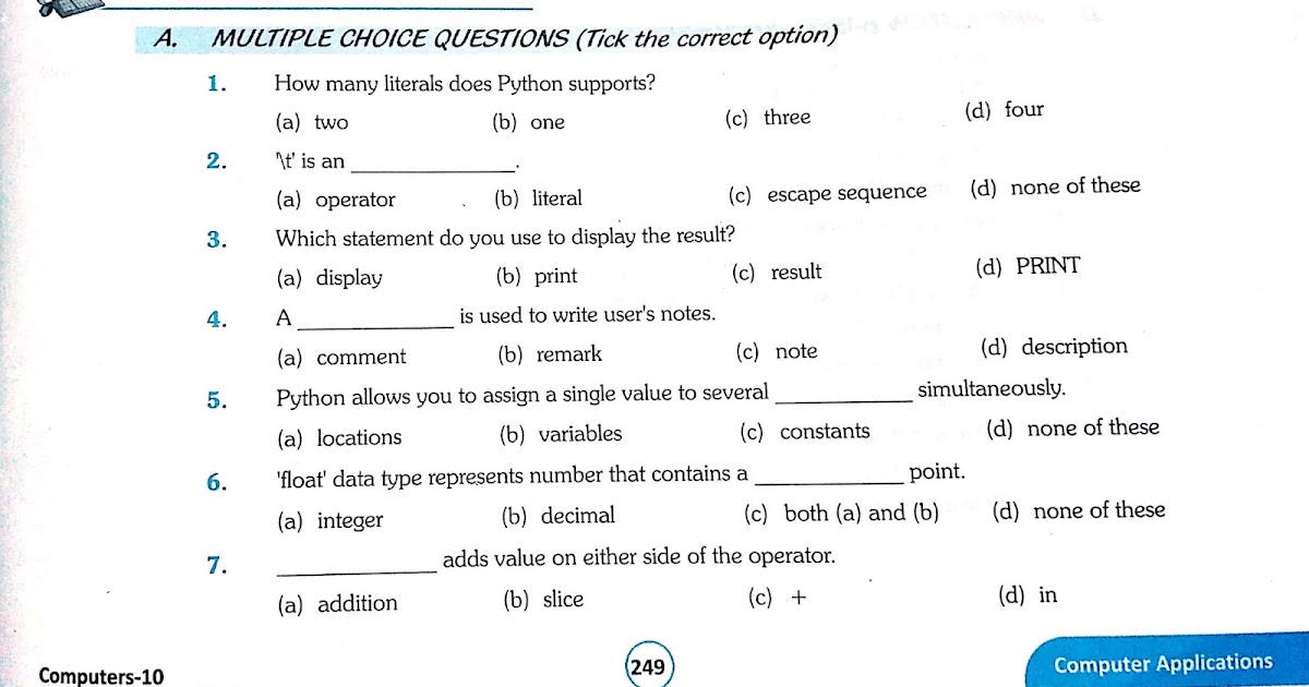 Q & A Chapter 1 | Python | Class 10 CBSE | Computer Application