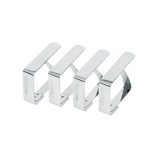 Clipsuri pentru fata de masa, otel cromat, 4 in cutie -  50x(H)40 mm