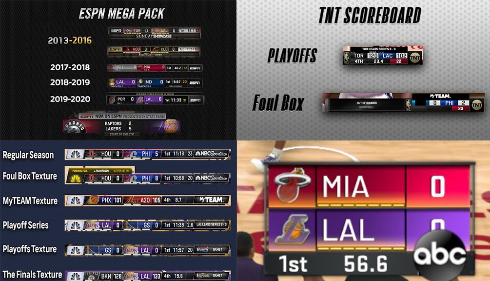 NBA 2K22 Complete Scoreboard Pack ESPN / TNT / NBC / SNF / by Karinge
