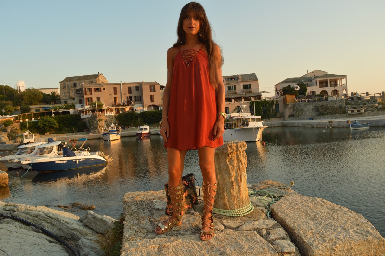 Heaven On Earth Lace-Up Back Midi Dress Rust main image 1