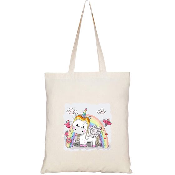 TÚI VẢI TOTE CANVAS IN HÌNH CUTE CARTOON UNICORN RAINBOW ON HT533 – HTFASHION